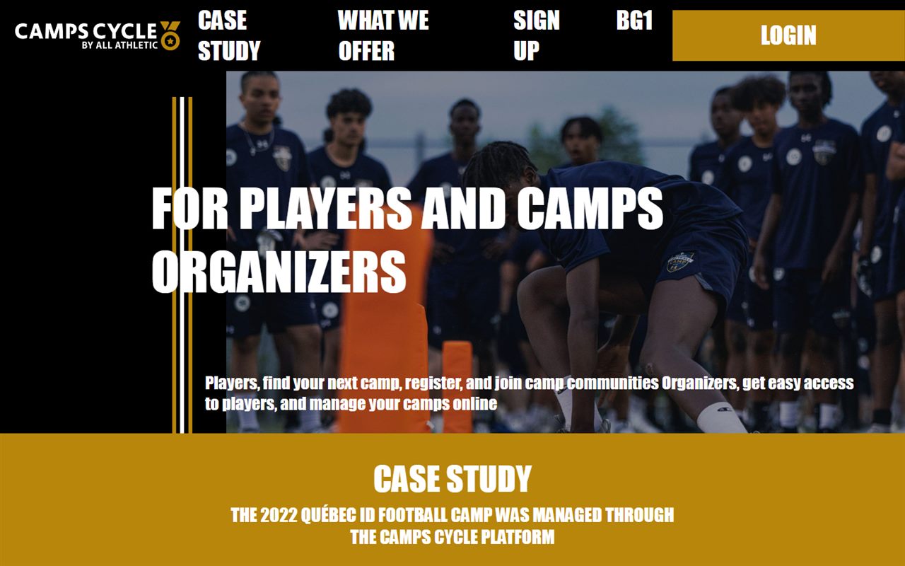 Screenshot of the Camps Cycle (All Athletic) website