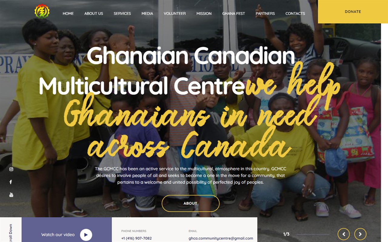 Screenshot of the Ghanaian Canadian Multicultural Centre website