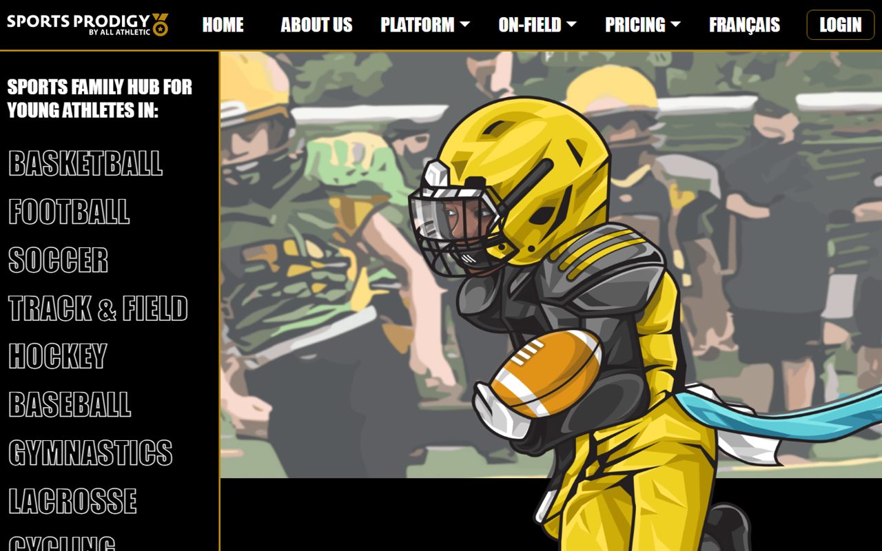 Screenshot of the Sports Prodigy (All Athletic) website