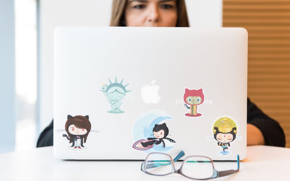 A laptop on a working desk during a website build